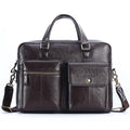 Sacoche ordinateur homme en cuir, 14 pouces, 1,1 kg, café