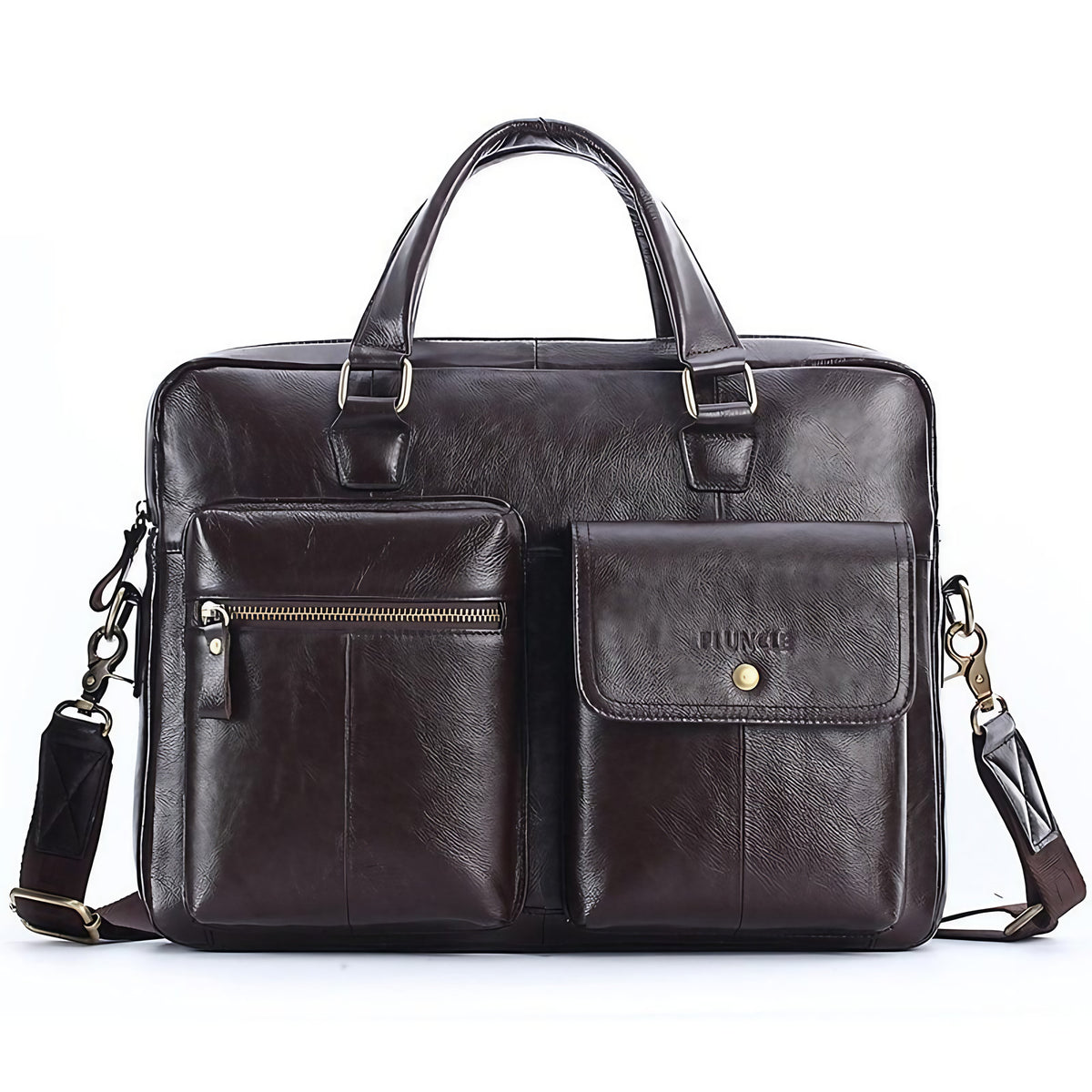 Sacoche ordinateur homme en cuir, 14 pouces, 1,1 kg, café