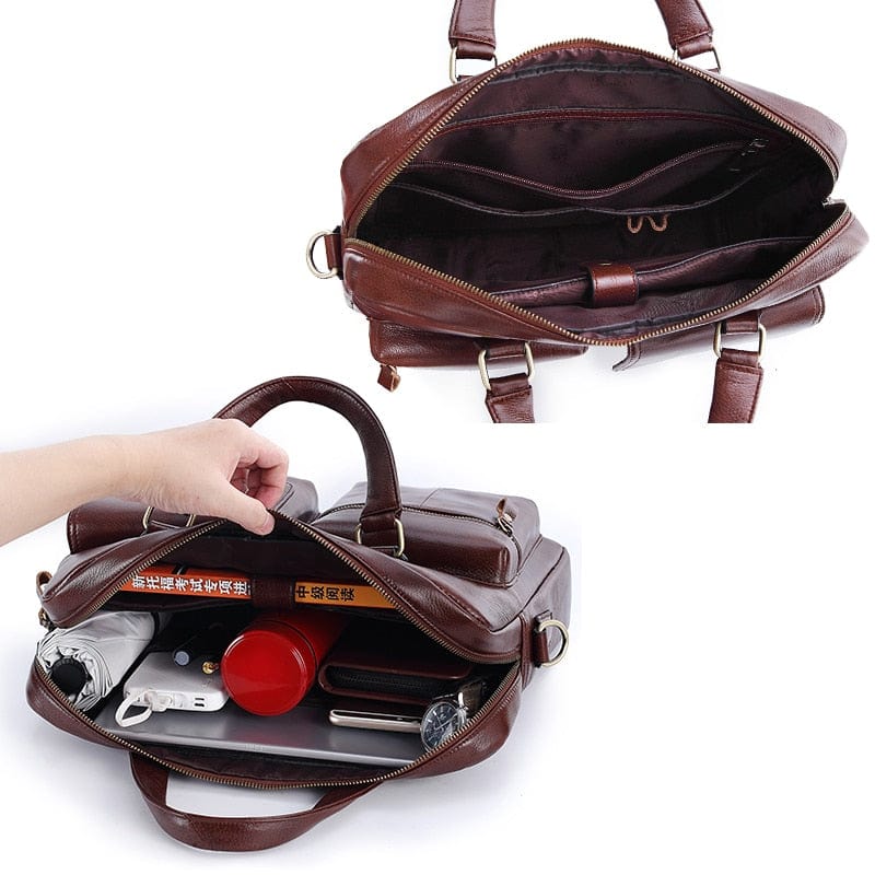 Sacoche ordinateur homme en cuir, 14 pouces, 1,1 kg