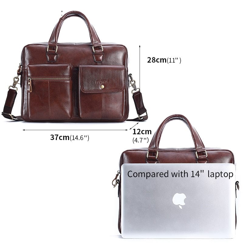 Sacoche ordinateur homme en cuir, 14 pouces, 1,1 kg