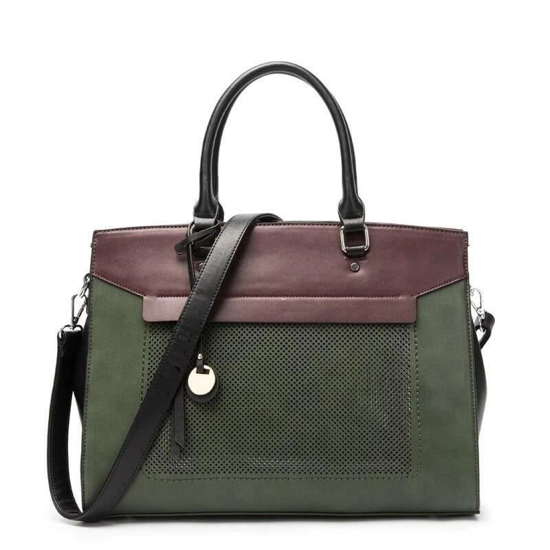Mallette ordinateur femme verte à motif patchwork