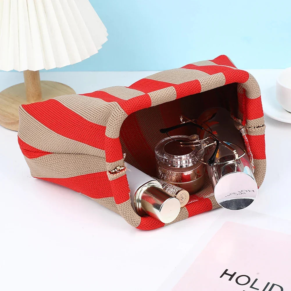 Pochette d'été femme en tissu, rayures ou losanges, fermoir à clip