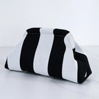 Pochette d'été femme en tissu, rayures ou losanges, fermoir à clip, rayé noir et blanc