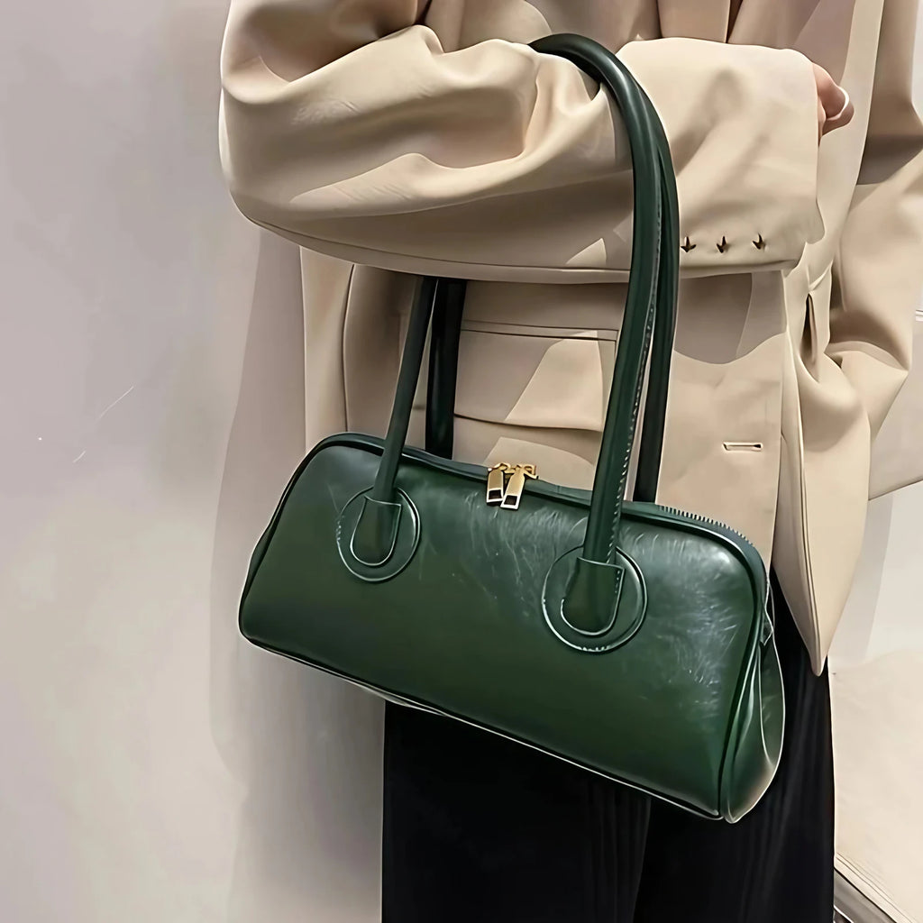 Sac porté épaule femme rectangulaire à double anse, quatre coloris, vert