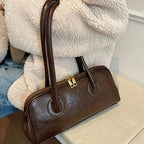 Sac porté épaule femme rectangulaire à double anse, quatre coloris, café