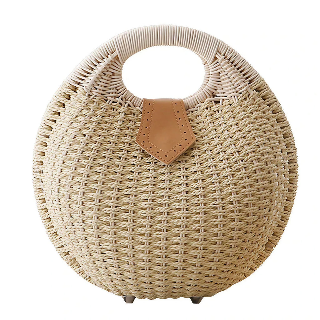 Sac rond femme d'été, anse arrondie, cinq coloris, beige
