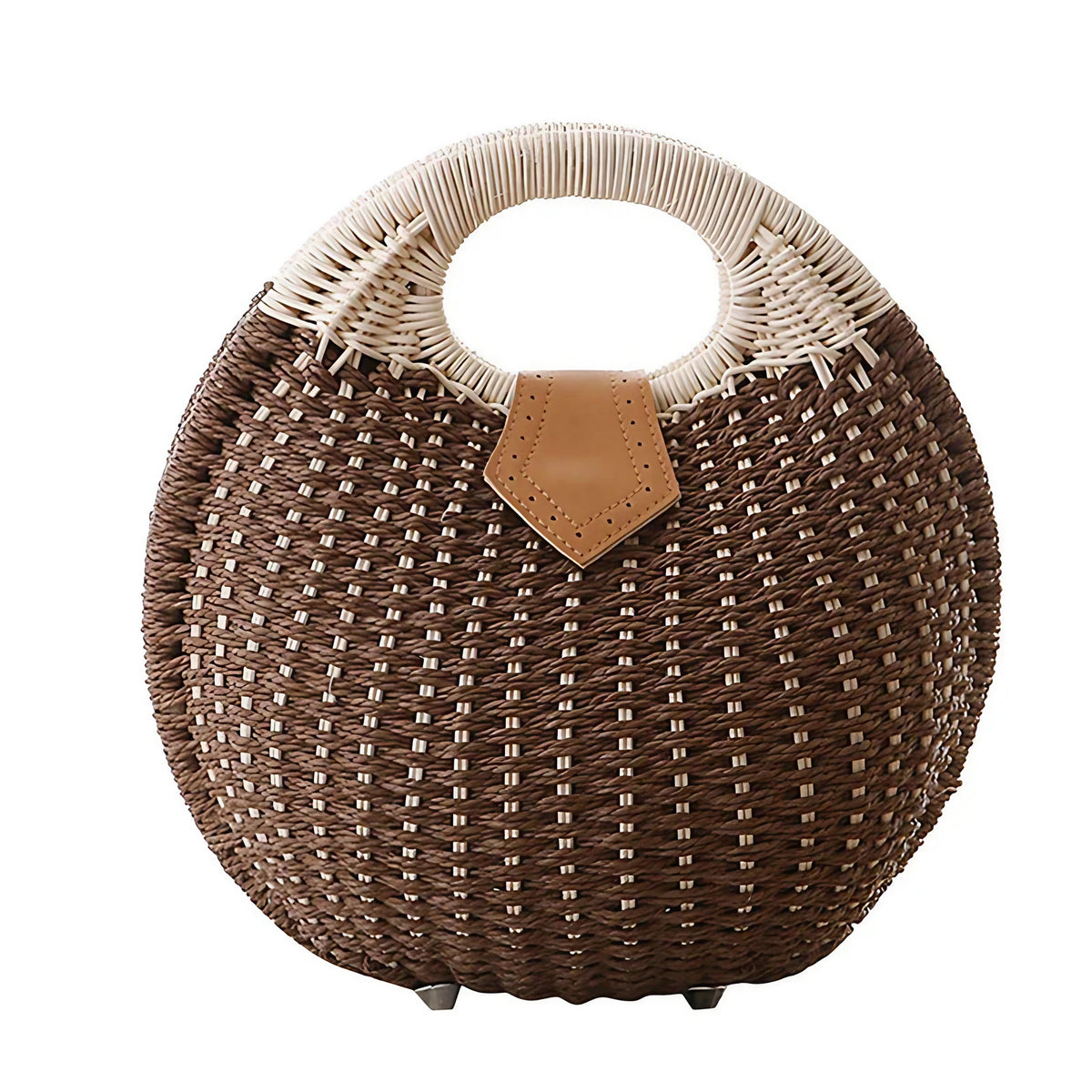 Sac rond femme d'été, anse arrondie, cinq coloris, marron