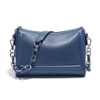 Sac à main bandoulière femme en cuir, sept coloris, bleu