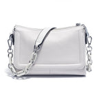Sac à main bandoulière femme en cuir, sept coloris, blanc