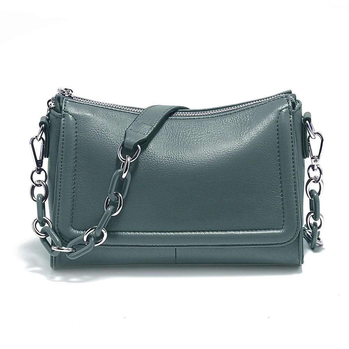 Sac à main bandoulière femme en cuir, sept coloris, vert