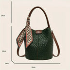 Sac seau femme tressé en similicuir, fermeture aimantée