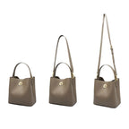 Sac seau femme en cuir grainé, deux sangles amovibles