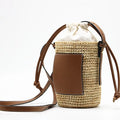 Sac seau femme beige à cordon de serrage, bandoulière réglable, beige