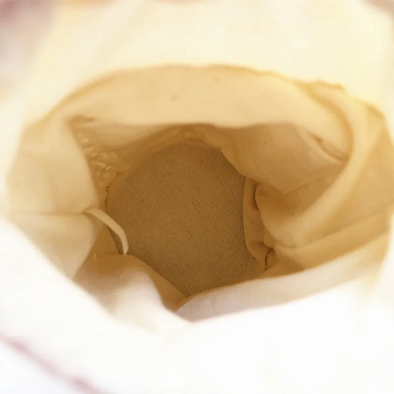 Sac seau femme beige à cordon de serrage, bandoulière réglable