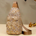 Sac de poitrine femme en similicuir, bandoulière réglable, marron