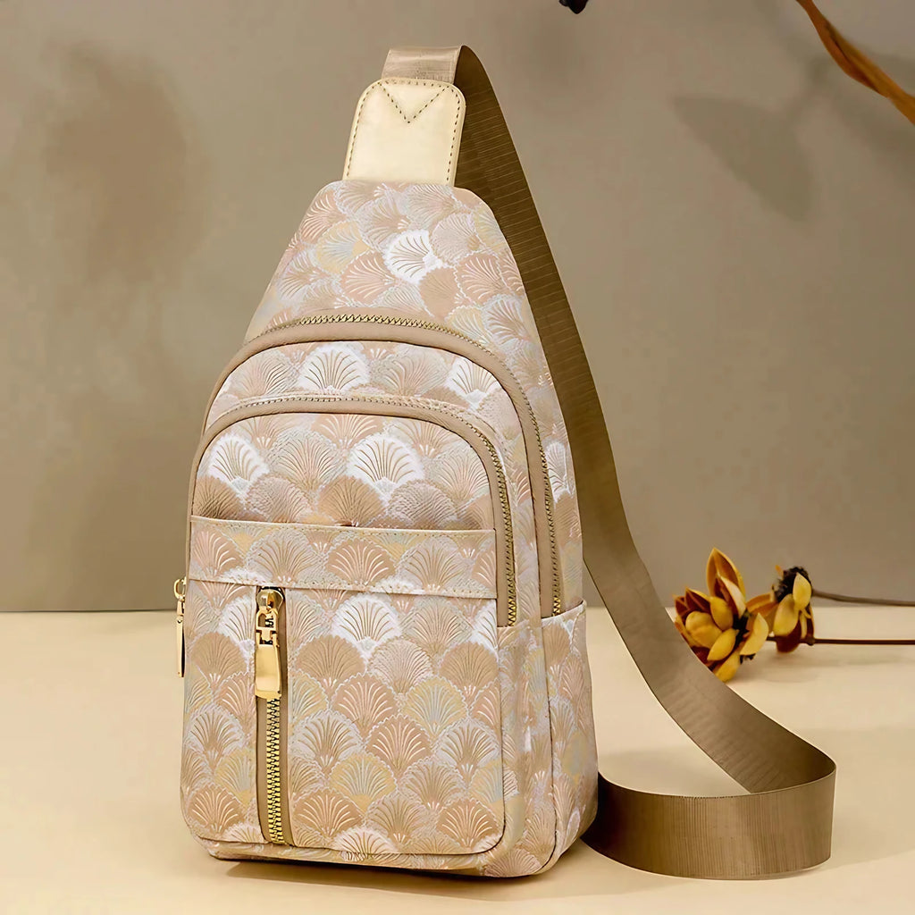 Sac de poitrine femme en similicuir, bandoulière réglable, doré