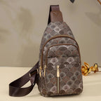Sac de poitrine femme en similicuir, bandoulière réglable, café