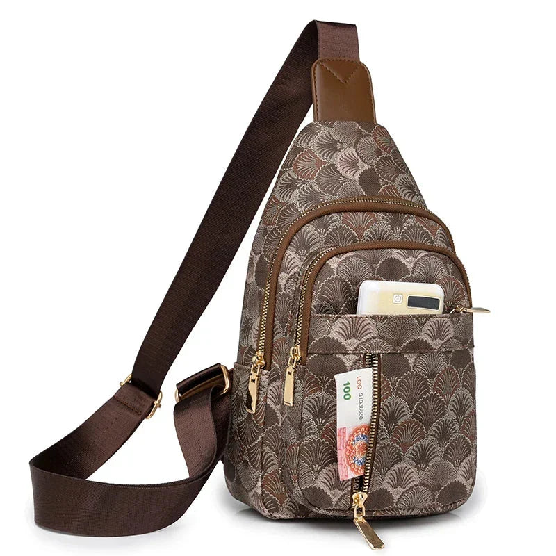 Sac de poitrine femme en similicuir, bandoulière réglable