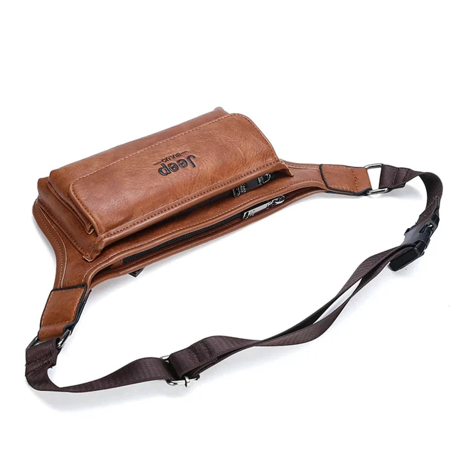 Sacoche ceinture homme en similicuir, 27 x 15 cm, trois coloris