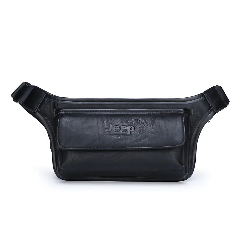 Sacoche ceinture homme en similicuir, 27 x 15 cm, trois coloris, noir