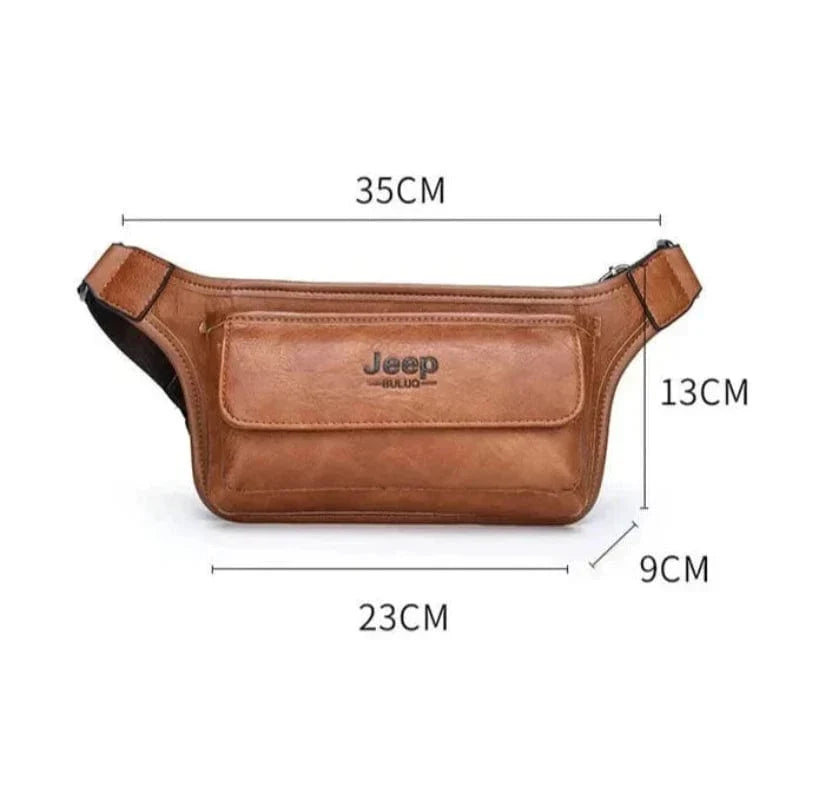 Sacoche ceinture homme en similicuir, 27 x 15 cm, trois coloris