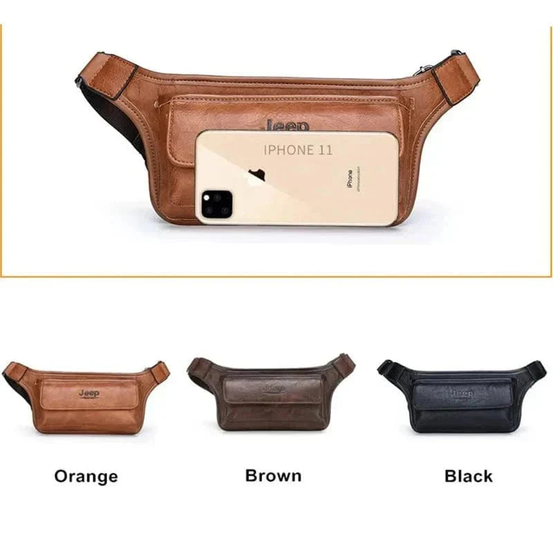 Sacoche ceinture homme en similicuir, 27 x 15 cm, trois coloris