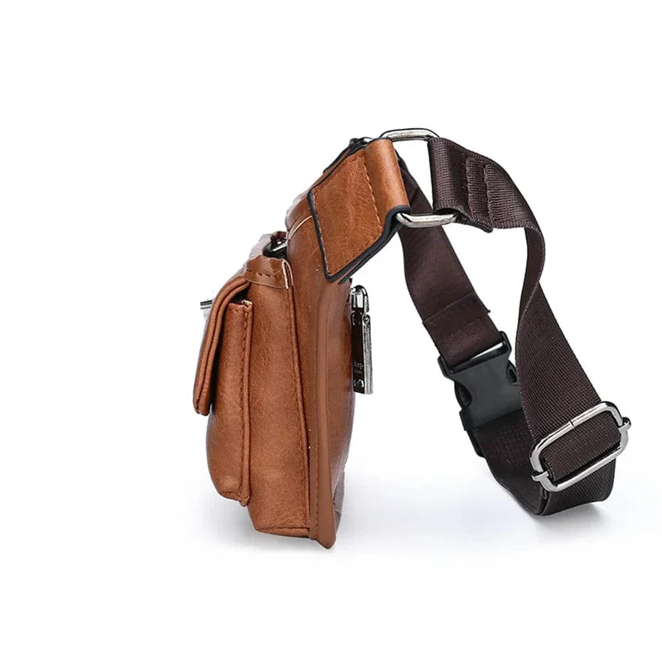 Sacoche ceinture homme en similicuir, 27 x 15 cm, trois coloris