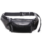 Sacoche banane homme en cuir forme coussin, café ou noir, noir
