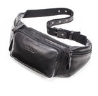 Sacoche banane homme en cuir forme coussin, café ou noir