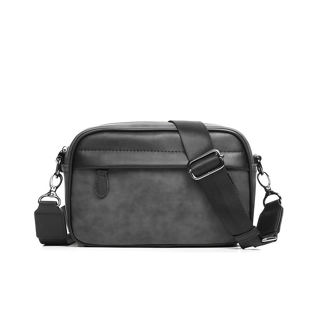 Sacoche bandoulière homme zippée, sangle réglable, quatre motifs, gris