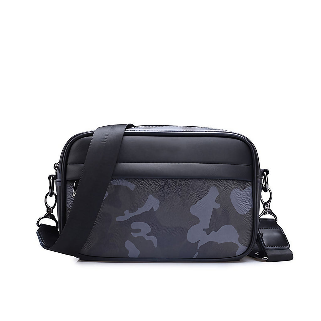 Sacoche bandoulière homme zippée, sangle réglable, quatre motifs, camouflage