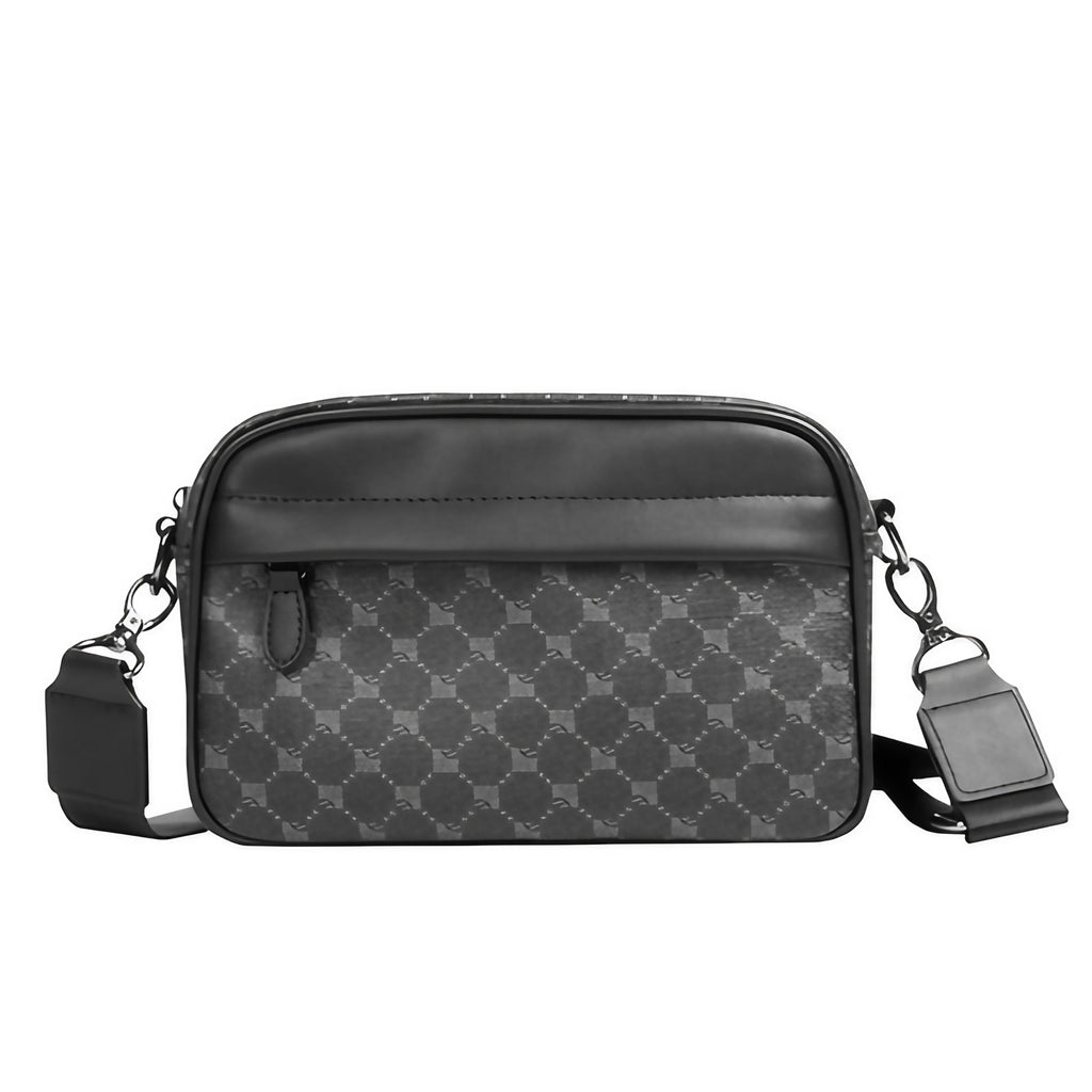 Sacoche bandoulière homme zippée, sangle réglable, quatre motifs, damier