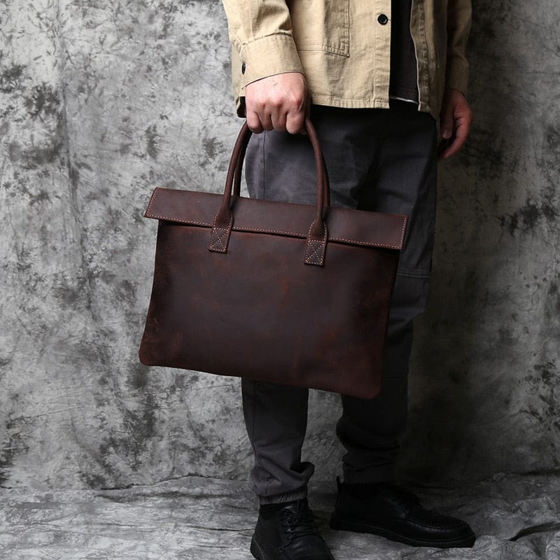 Sacoche homme marron pour ordinateur 14 ou 15 pouces
