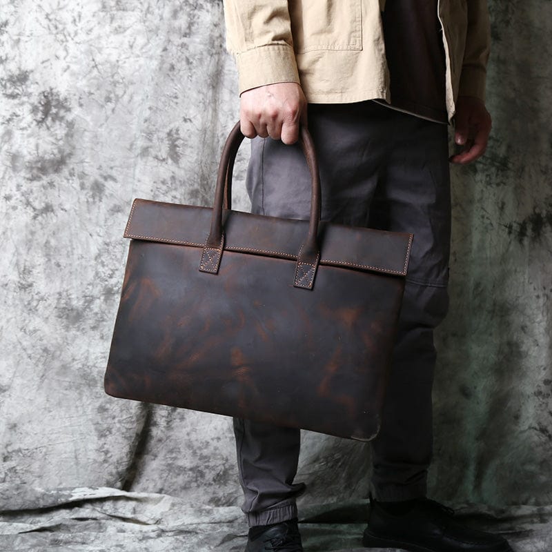 Sacoche homme marron pour ordinateur 14 ou 15 pouces
