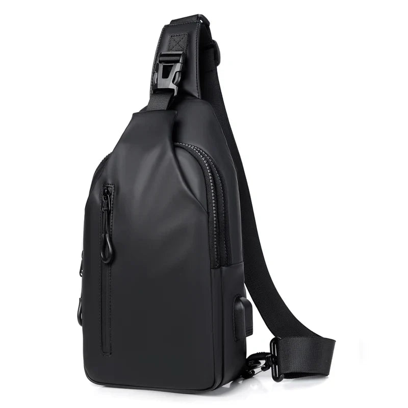 Sacoche bandoulière homme compacte en tissu déperlant, noir