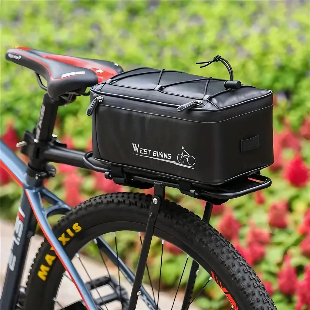 Sacoche de vélo pour porte-bagages, 11 litres, housse de pluie, noir