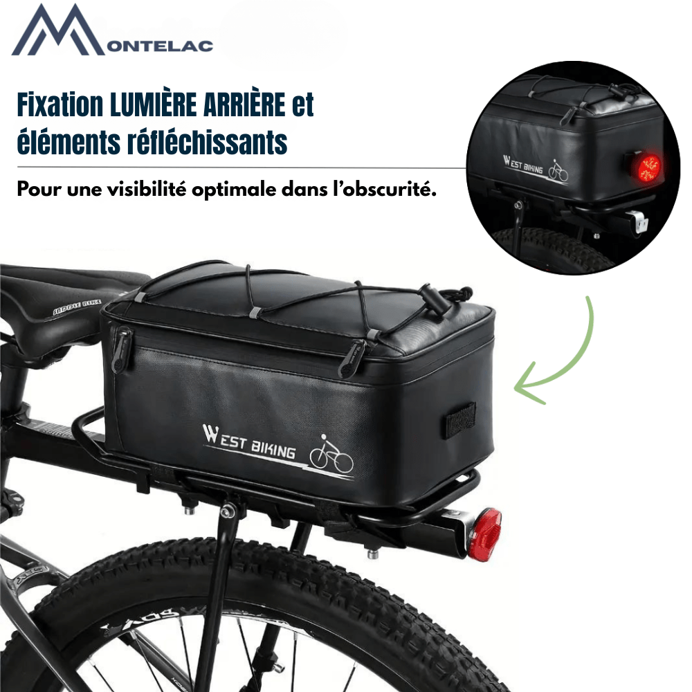Sacoche de vélo pour porte-bagages, 11 litres, housse de pluie