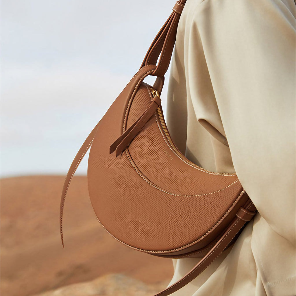 Sac selle femme en cuir grainé, format compact, quatre coloris