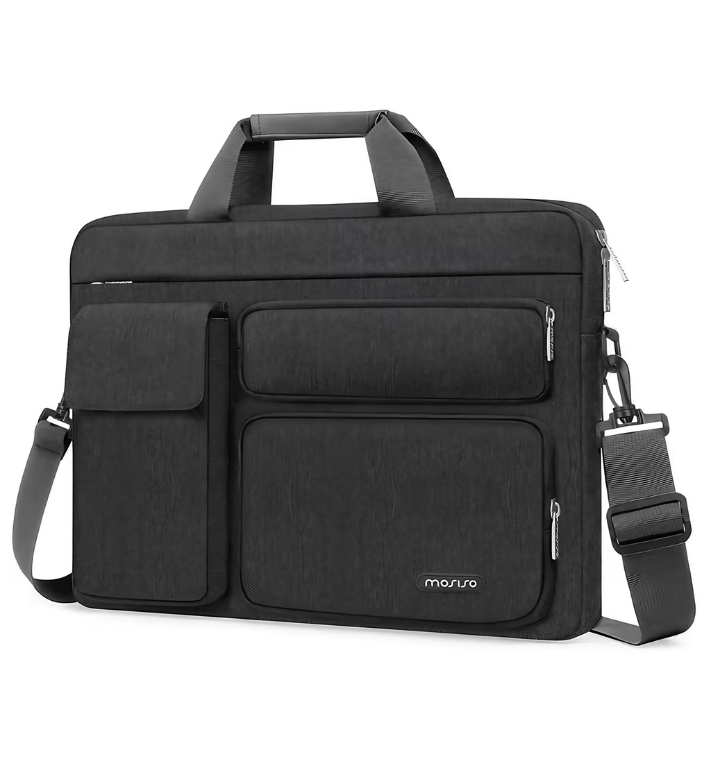 Sacoche ordinateur femme 17 pouces en tissu technique, gris foncé