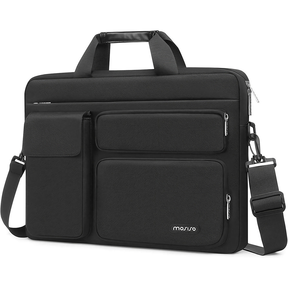 Sacoche ordinateur femme 17 pouces en tissu technique, noir
