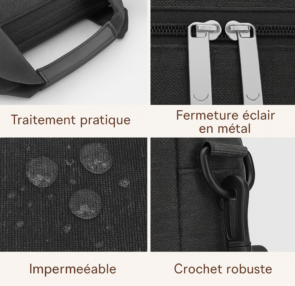 Sacoche ordinateur femme 17 pouces en tissu technique