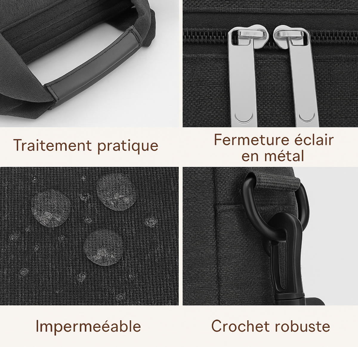 Sacoche ordinateur femme 17 pouces en tissu technique