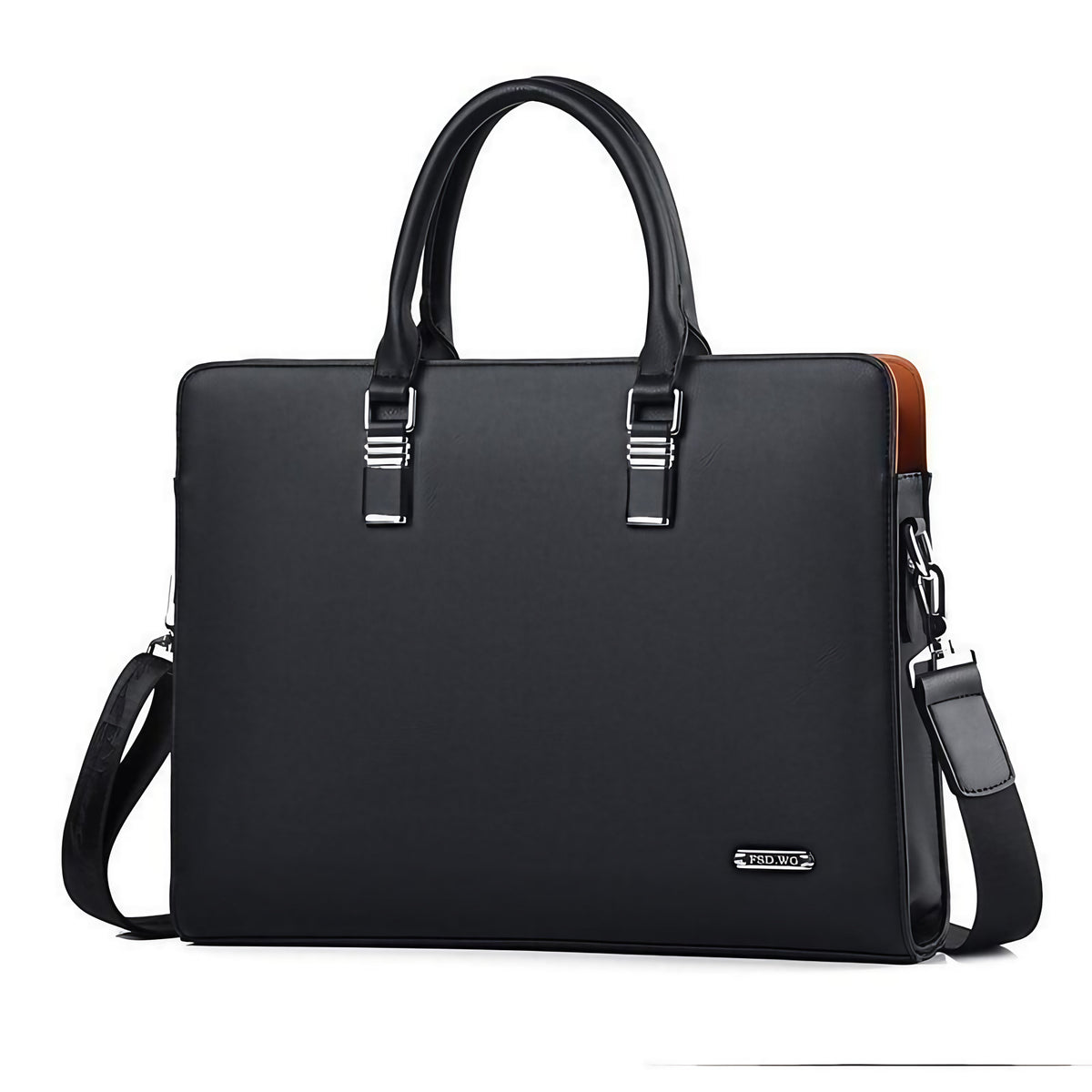 Sacoche homme en cuir pour ordinateur 14 ou 15 pouces, noir