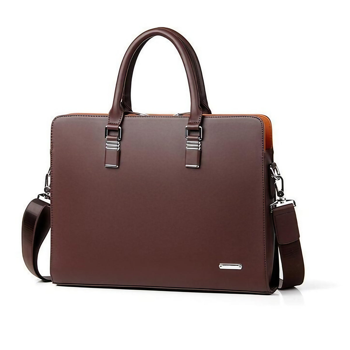 Sacoche homme en cuir pour ordinateur 14 ou 15 pouces, café