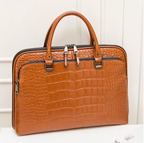 Sacoche ordinateur femme en cuir, jusqu'à 14,4 pouces, marron