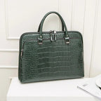 Sacoche ordinateur femme en cuir, jusqu'à 14,4 pouces, vert
