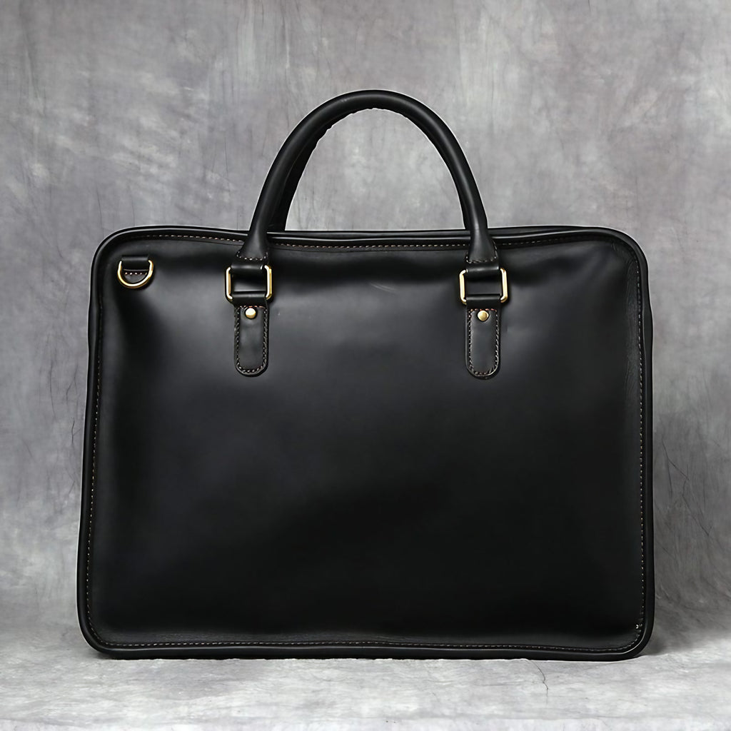 Sacoche ordinateur homme en cuir, 14 ou 15,6 pouces, trois coloris, noir