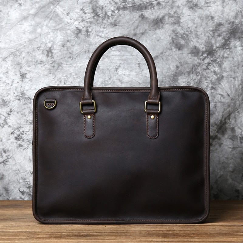 Sacoche ordinateur homme en cuir, 14 ou 15,6 pouces, trois coloris, café