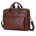 Sacoche professionnelle homme en cuir, compartiment ordinateur, marron