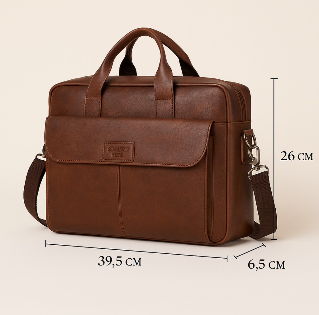 Sacoche professionnelle homme en cuir, compartiment ordinateur